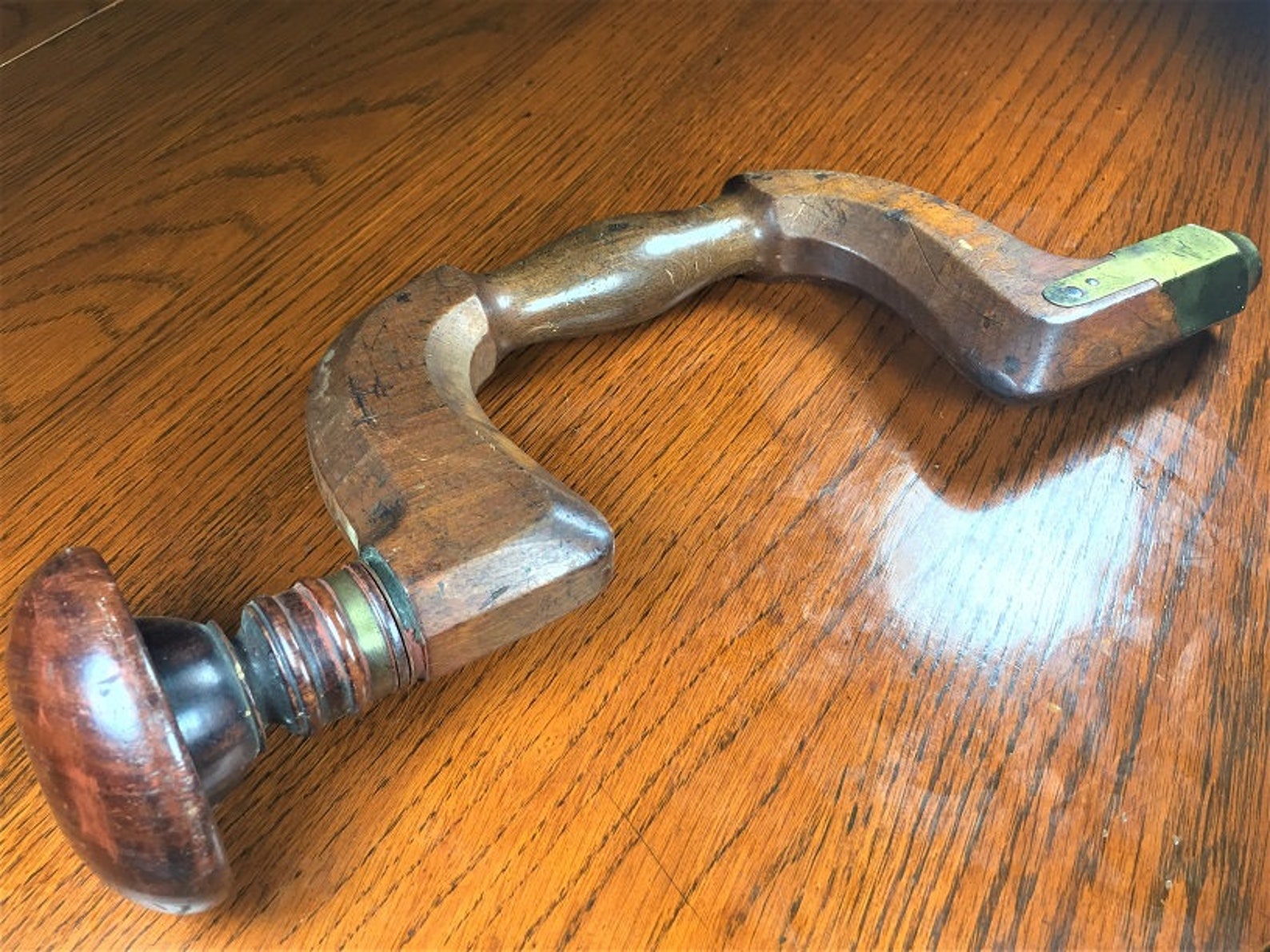 Antique Henry Brown Bit Brace Drill Carpentry Tool Wood Brass Etsy