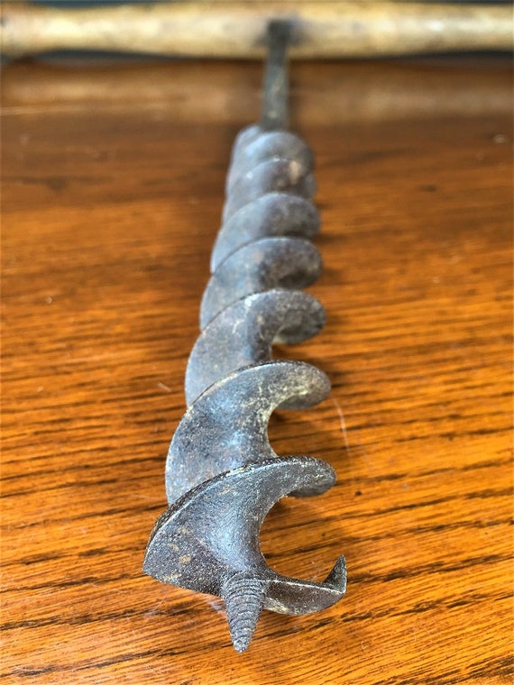 Antique W Marked No 5 Bit Spiral T Auger Hand Drill Barn Beam Bit