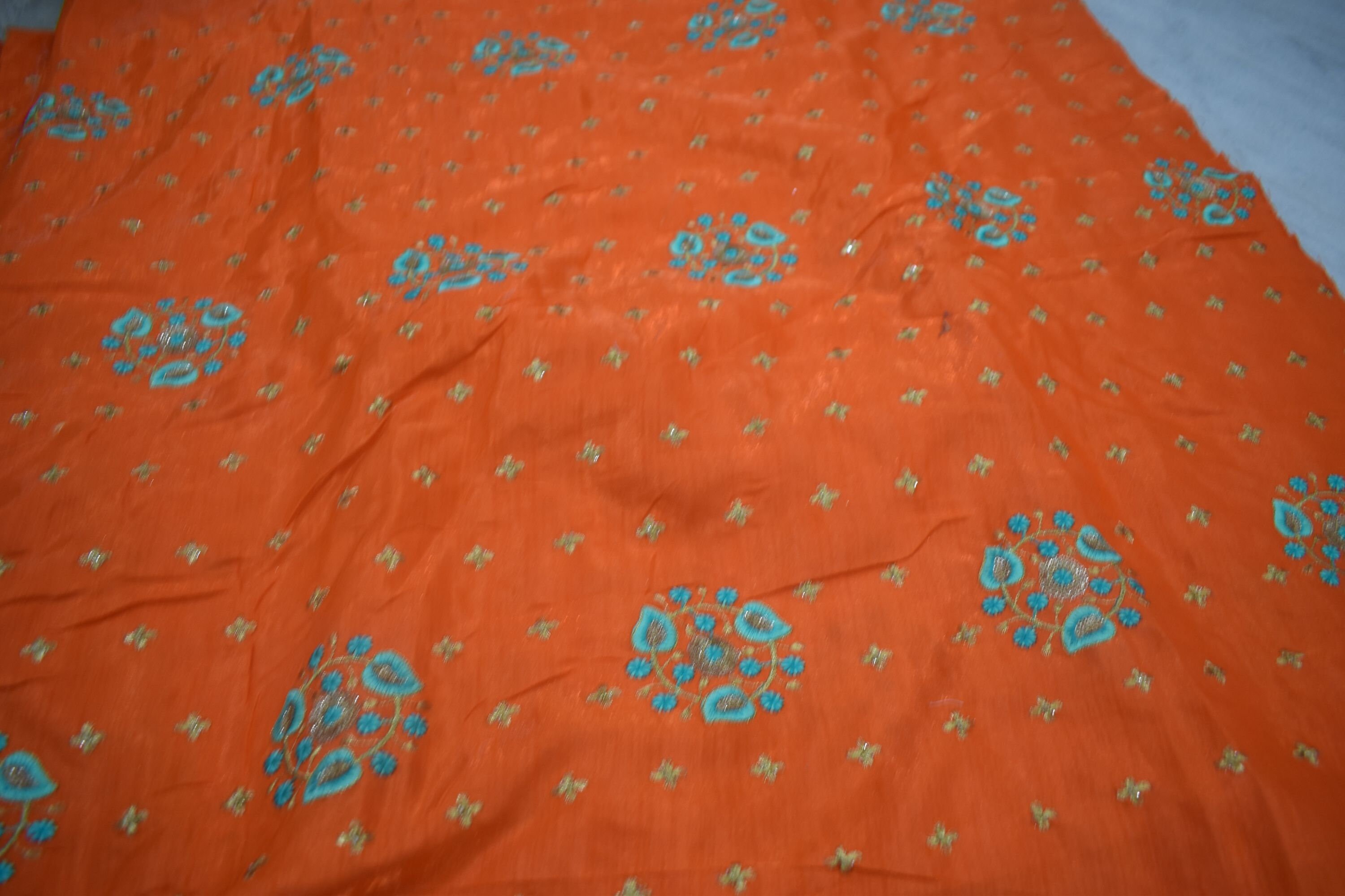 Indian fabric india silk embroidered fabric floral art Etsy