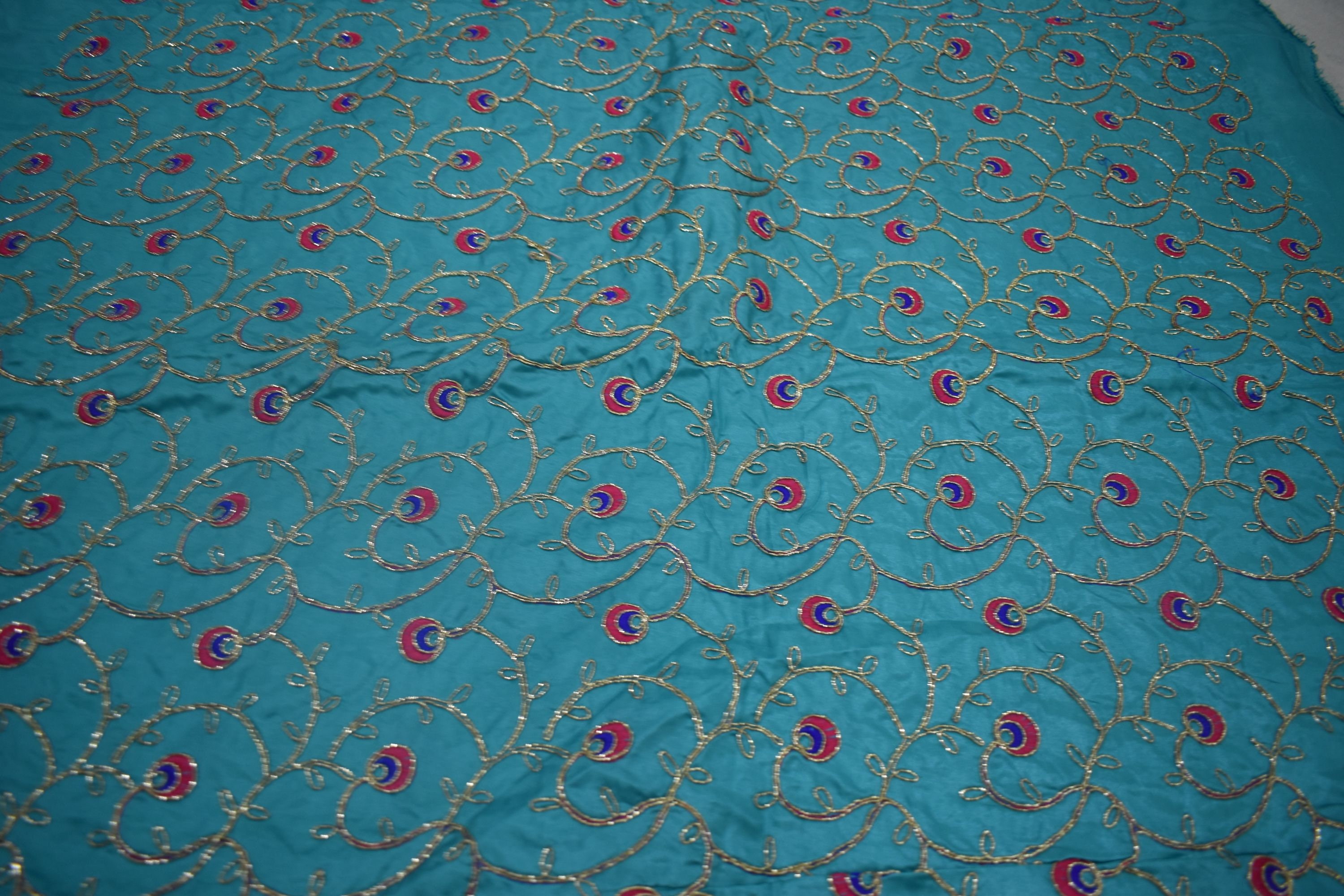 Indian fabric india silk embroidered fabric floral art Etsy