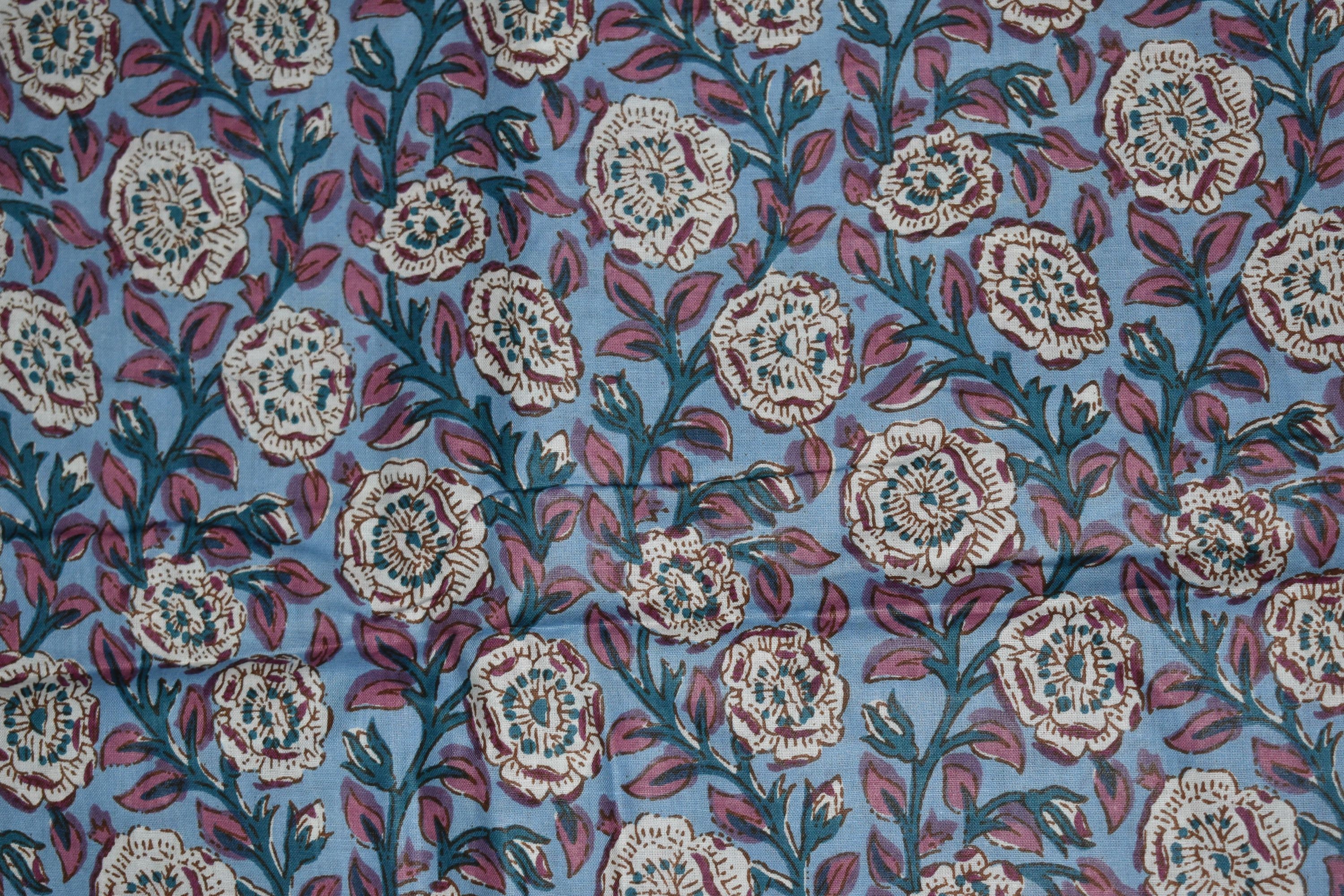 Hand block print soft cotton fabric lotus print fabric Etsy