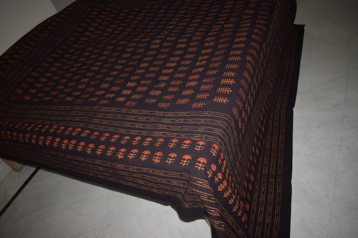 Cotton Block Print King Bedspreads Ethnic Floral Tapestry Bed Etsy