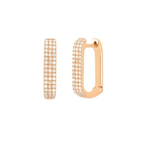 Natural Diamond Huggie Earrings, 14k Yellow Gold Earrings, Diamond Triple Line Hoop Earrings, Gold Diamond Earrings Gift for Women, EA-9432