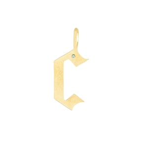 Pingente gótico de diamante natural, pingente com letra inicial de diamante, pingente de letra em ouro amarelo 14k, pingente personalizado de ouro liso feminino, PN-9555