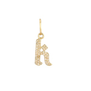 Colgante gótico de diamantes naturales, colgante con inicial K de diamantes pavé, colgante con dije de letra de diamante, colgante con nombre del alfabeto en oro macizo de 14 k, PN-8308