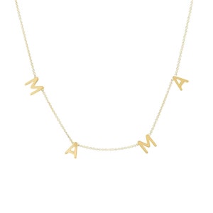 14k Yellow Gold Chain Necklace, 14k Yellow Gold Necklace, Plain Gold MAMA Necklace, 14k Gold "MAMA" Necklace, Gold Chain Necklace NE-8032