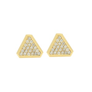 Pave Diamond Stud Earrings, 925 Sterling Silver Stud Earrings, Diamond Mini Studs,  Diamond Triangle Stud Earrings Gift for Women, EA-9409
