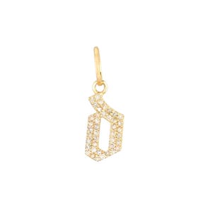 Colgante de letra gótica con diamantes, dije inicial con diamantes pavé, colgante gótico con alfabeto de diamantes, colgante de oro macizo con la letra d personalizada, PN-9539