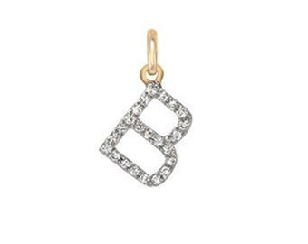 Pave Diamond Initial B, 14k geelgouden bedel, natuurlijke diamanten letterbedel, echte diamant personaliseren hanger, gouden naamhanger, PN-4564