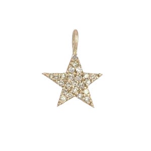 Natural Diamond Star Charm, Diamond Star Pendant, Diamond Star Mini Charm, 14k Yellow Gold Tiny Charm, 14k Gold Star Pendant Women, PN-4415