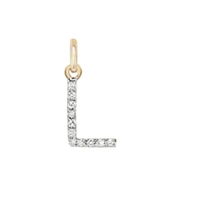 Natural Diamond Initial Pendant, Pave Diamond Letter L Pendant, 14k Yellow Gold Word Pendant, 14k Gold Personalize Charm Pendant,  PN-4576