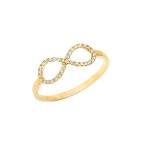 Pave Diamond Infinity Ring, Diamond Infinity Ring, 14k Yellow Gold Ring, Gold Diamond Ring, Natural Diamond Ring, Gold Ring Women, RN-9445