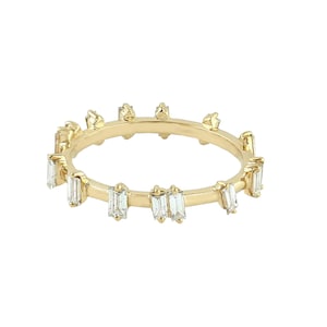 Baguette Diamond Ring, Natural Baguette Diamond Ring, 14k Yellow Gold Ring, Natural Diamond Baguette Ring, Solid Gold Wedding Ring, RN-9578