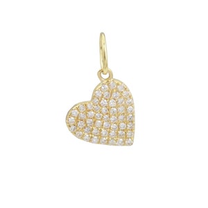Natural Diamond Heart Charm, Diamond Heart Charm Pendant, 14k Yellow Gold Love Pendant, Diamond Pave Heart, Solid Gold Mini Pendant, PN-9199