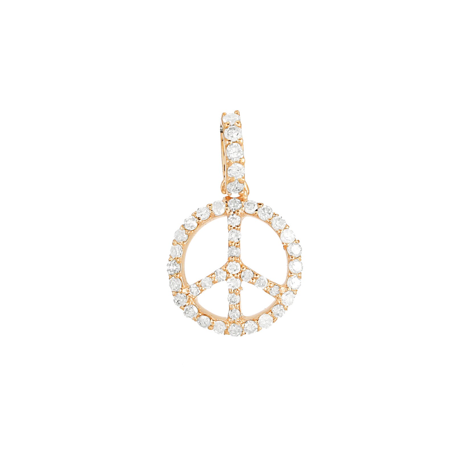 14k Solid Yellow Gold Peace Sign Charm Diamond Pave Charm Etsy UK