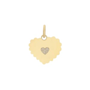 Natural Diamond Heart Pendant, 14k Yellow Gold Heart Pendant, Solid Yellow Gold Double Heart Pendant, Real Diamond Pendant Women, PN-9507