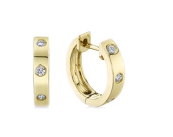 Cubic Zirconia Hoop Earrings, 925 Sterling Silver, Yellow Gold Plated