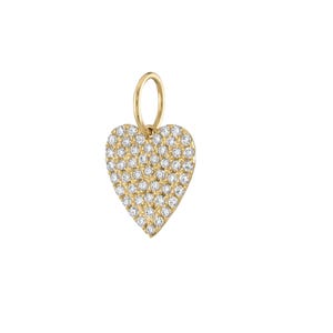 Natural Diamond Pendant, Diamond Pave Heart Pendant, 14k Yellow Gold Pendant, 14k Solid Gold Charm, Diamond Heart Pendant for Women, PN-9373