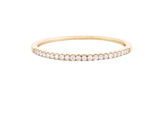 14k Yellow Gold Eternity Ring, Pave Diamond Wedding Band Ring, Diamond Engagement Band, 14k Solid Yellow Gold Diamond Ring Women, RN-5527
