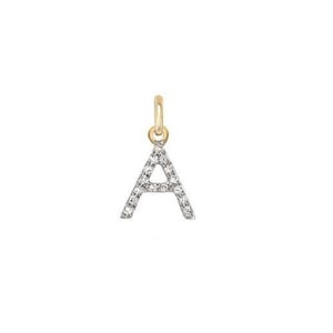 Dije inicial con diamante pavé, dije con letra en oro amarillo de 14 k, colgante con letra inicial "A" con diamante pavé, colgante con nombre en forma de palabra en oro de 14 k, PN-4563
