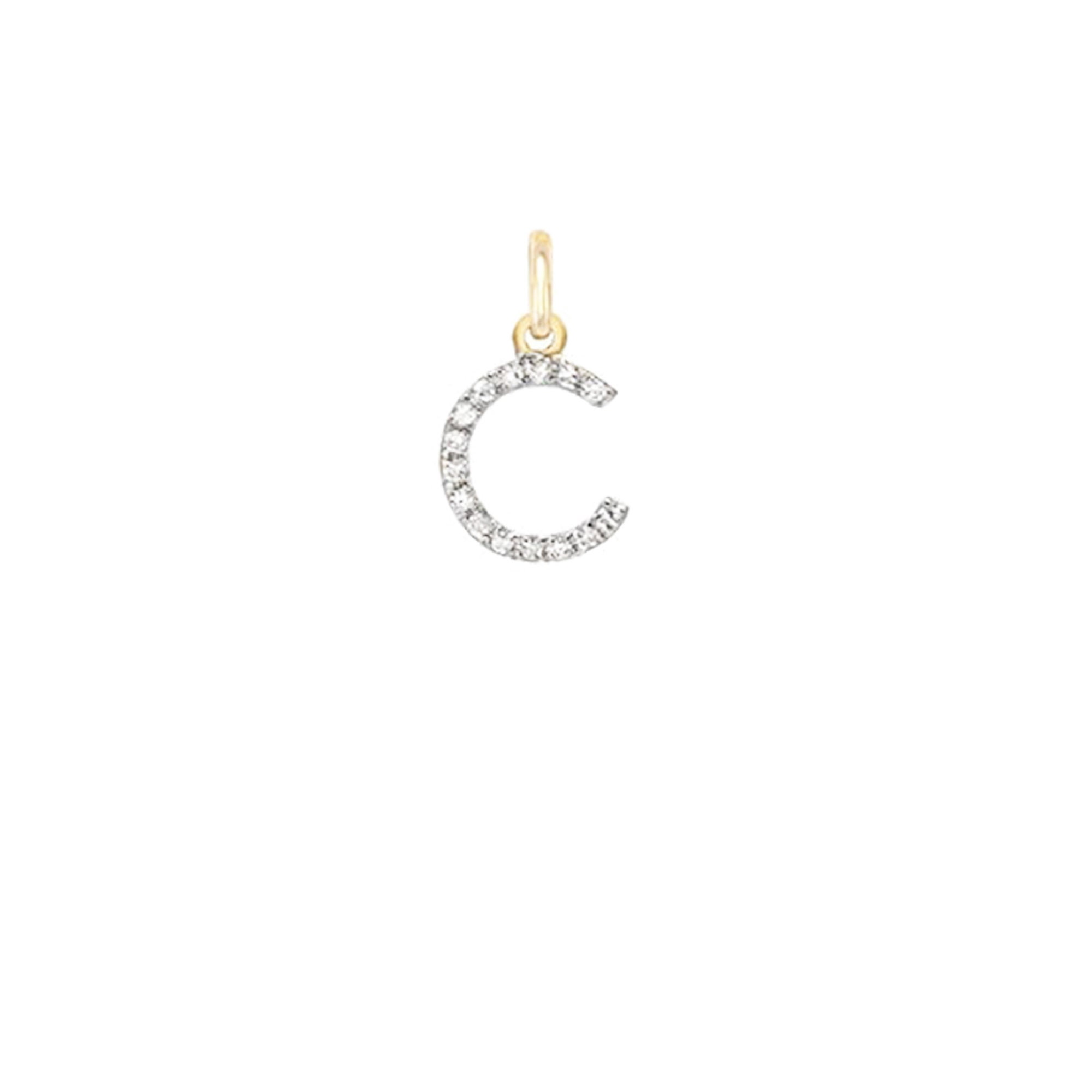 Alfabetbedel met echte diamant, 14k gouden letterhanger, aangepaste diamantbedel, 14k gouden initiaal personaliseren, diamant naamhanger effenen, PN-4565