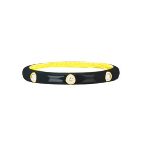Diamond Eternity Band Ring, Solid Yellow Gold Engagement Band, Diamond Black Enamel Ring, Gold Diamond Band, Solid Gold Diamond Ring RN-5933