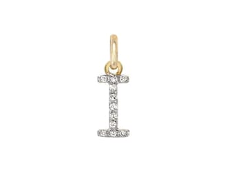 Colgante con inicial de diamante, dije con letra en oro amarillo de 14 k, PN-4573