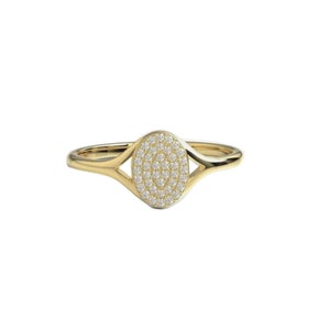Pave Diamond Ring, 14k Yellow Gold Ring, Natural Diamond Dome Ring, 14k Solid Yellow Gold Ring, 14k Solid Gold Ring Band for Women, RN-9447