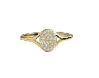 Pierścionek z żółtego złota 14k z kopułą i diamentami