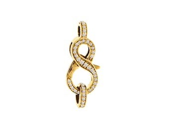Cierre de oro amarillo de 14k con diamantes pavé, pieza de joyería hecha a mano.