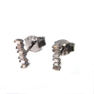925 Sterling Silver Stud Earrings Natural Diamond Baguette Stud Earrings, Solid Silver Mini Studs, Diamond Baguette Stud Earrings, EA-2009