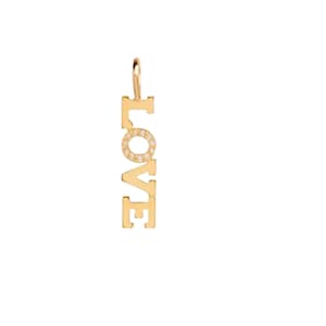 Pave Diamond Love Pendant, Diamond Love Pendant, 14k Yellow Gold Love Charm, 14k Solid Gold Love Charm Pendant, Gold Charm Women, PN-9205
