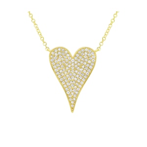 Pave Diamond Heart Pendant, Real Diamond Pendant, 14k Yellow Gold Pendant, Solid Gold Heart Necklace, Natural Diamond Charm Pendant, PN-9506