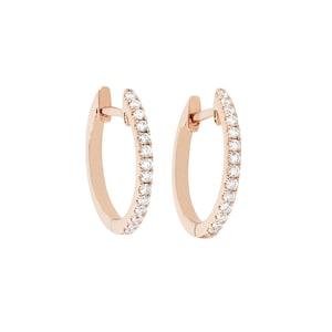 Pave Diamond Hoop Earrings, 14k Yellow Gold Earrings, 14k Yellow Gold Huggie Earrings, Natural Diamond Huggie Earrings Gift Women, EA-8374