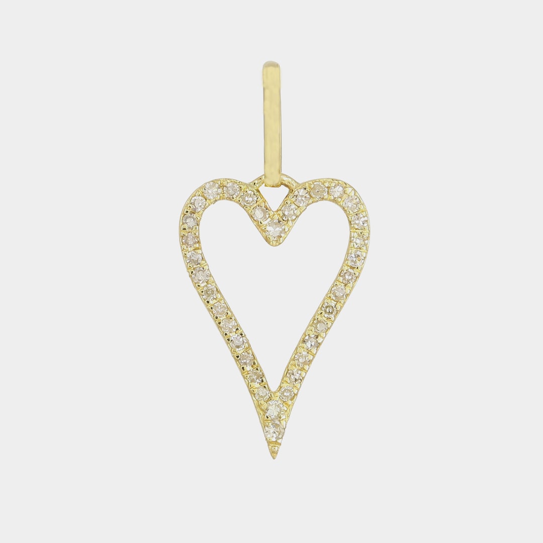 14k Solid Yellow Gold Heart Pendant, Yellow Gold Heart Love Charm ...