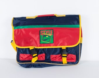 90er Schulranzen Vintage Color Block Tasche Henkel Tasche Henkeltasche Rot Blau Grün Gelb Schultasche 80er Bunte Schultertasche 90er Kinder Handtasche