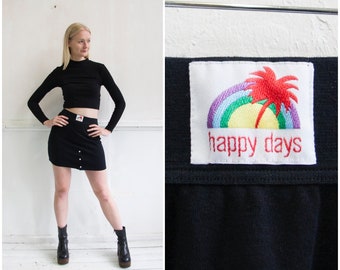 Vintage Black Miniskirt S M 90s Black Mini Skirt Black Pencil Skirt High Waisted Miniskirt Fitted Bodycon Skirt Stretch Summer Miniskirt S M