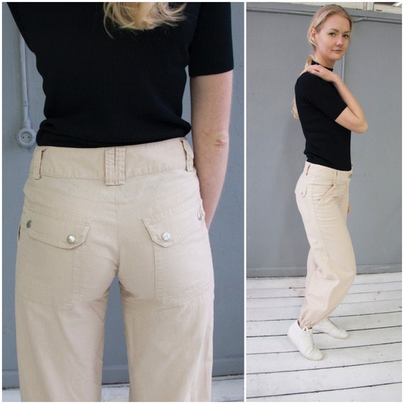Vintage Linen Pants Low Rise Linen Trousers Women… - image 5