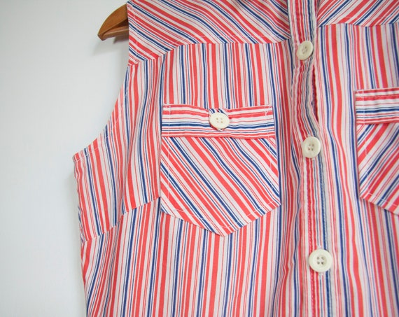 70s Blouson Dress Women's Small Vintage Striped D… - image 7