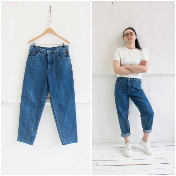 Vintage 90er Jahre Freund Jeans Damen L Hoch Taillierte Baggy Etsy