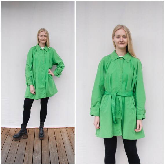 Vintage Green Jacket Women XL 90s Green Coat with