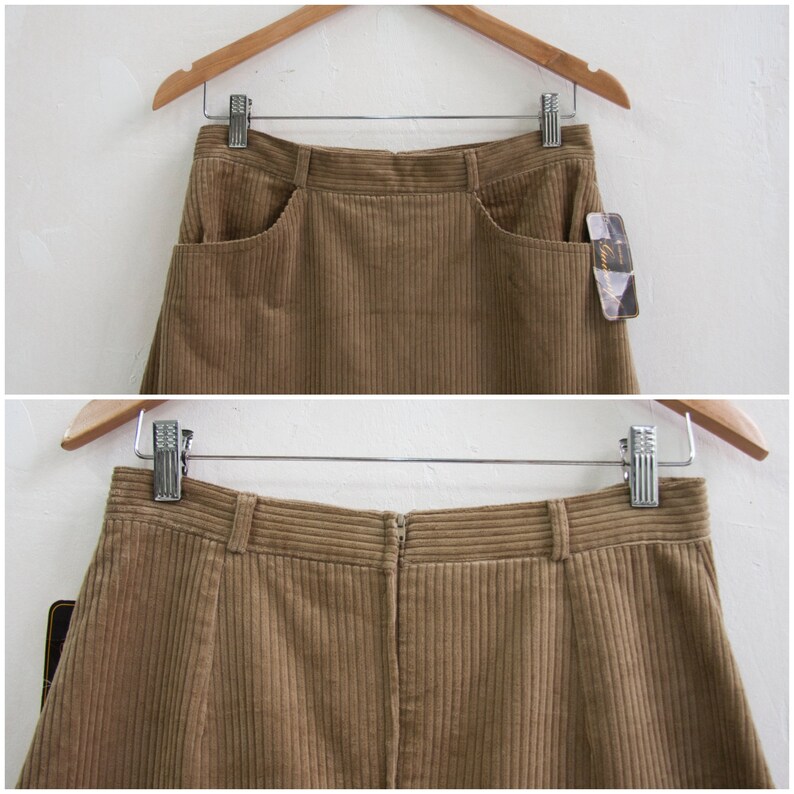70s Corduroy Skirt S High Waisted Corduroy Skirt 28 Camel Brown Corduroy Skirt Womens Small Corduroy A-line Skirt Deadstock 70s Shift Skirt