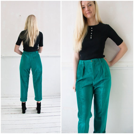 Vintage Corduroy Pants Womens L Green 