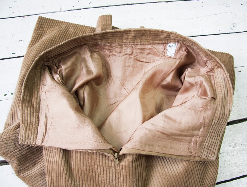 70s Corduroy Skirt S High Waisted Corduroy Skirt 28 Camel Brown Corduroy Skirt Womens Small Corduroy A-line Skirt Deadstock 70s Shift Skirt