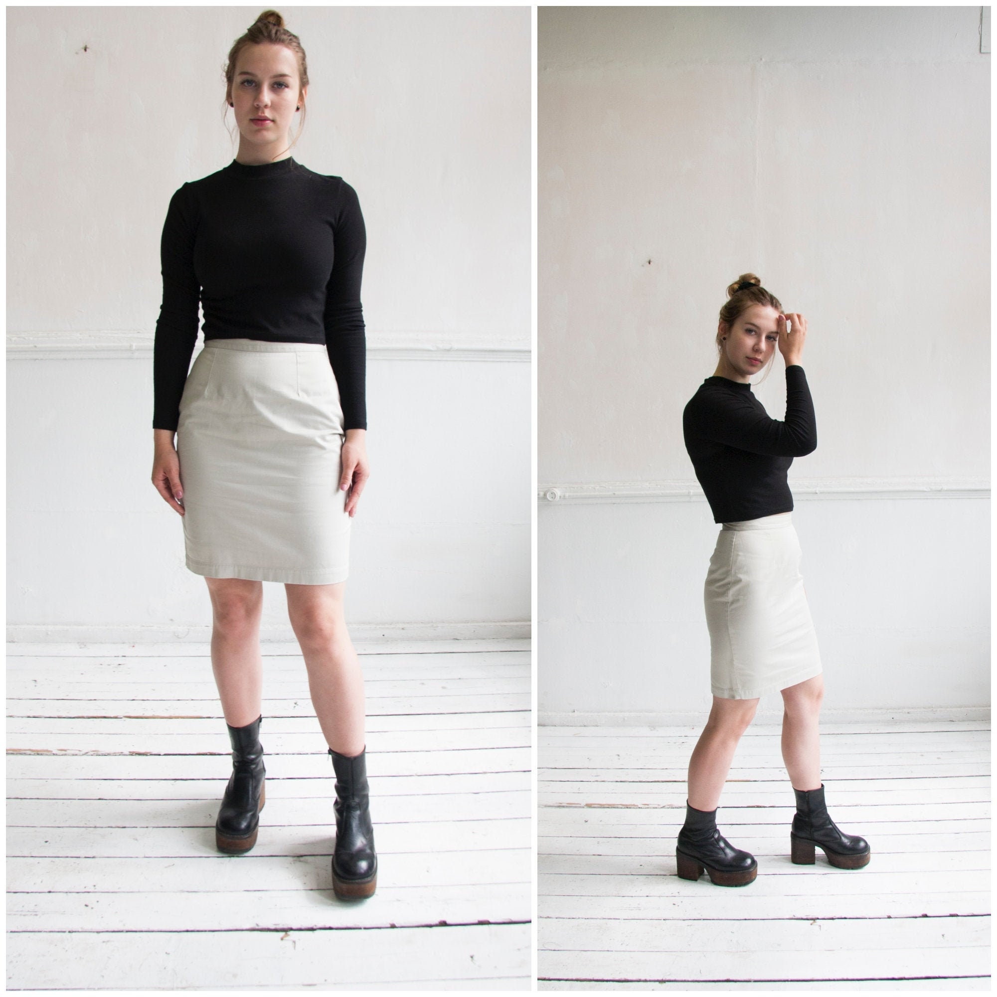 nude pencil skirt outfit