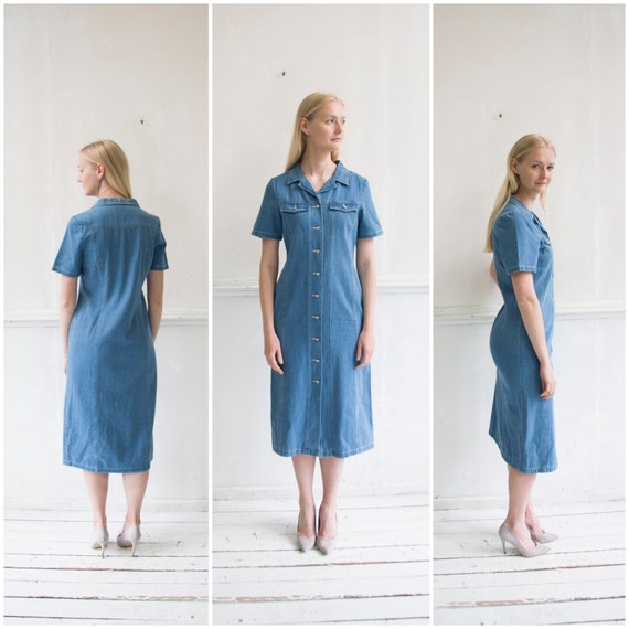 denim button midi dress