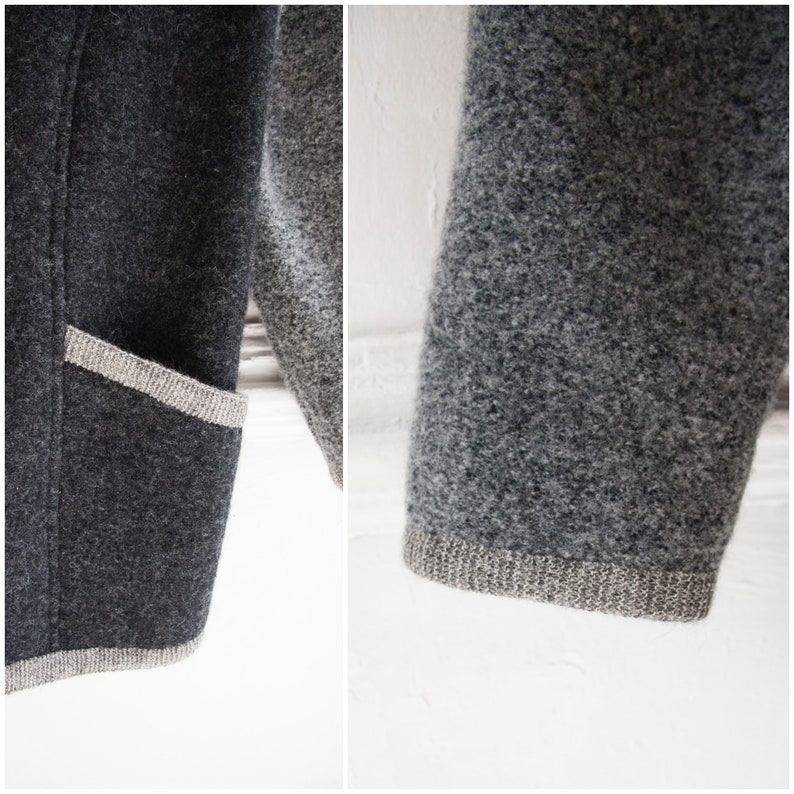 Vintage Wool Jacket Women Large Woolly Jacket Gray Warm Winter Jacket Women L 80s Oversized Jacket Wool Blazer Jacket Dark Wool Coat Women L