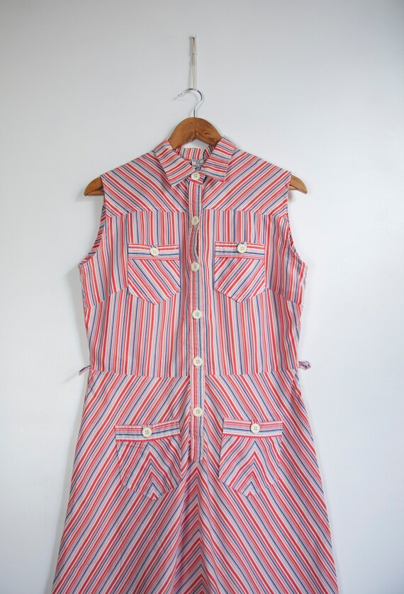 70s Blouson Dress Women's Small Vintage Striped D… - image 5