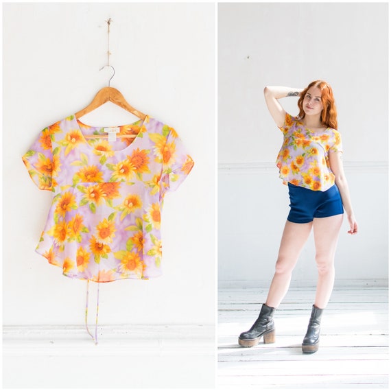 Sheer cheap sunflower top