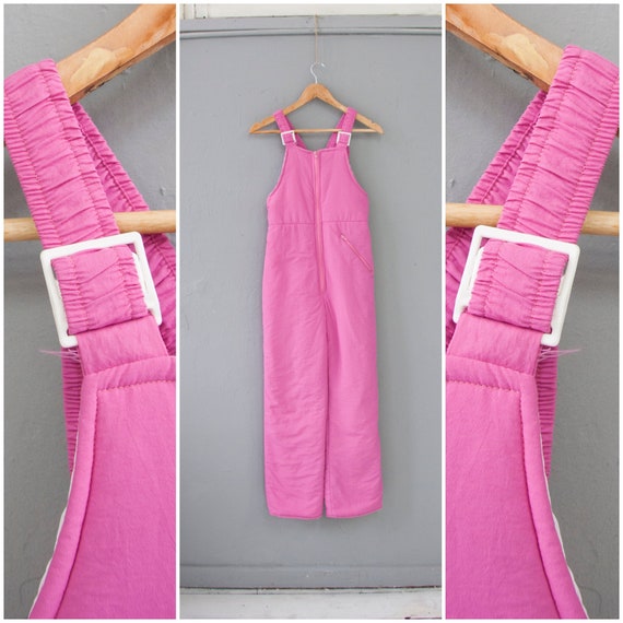 Vintage Ski Overalls Womens XXS Pink Ski Pants 70… - image 2